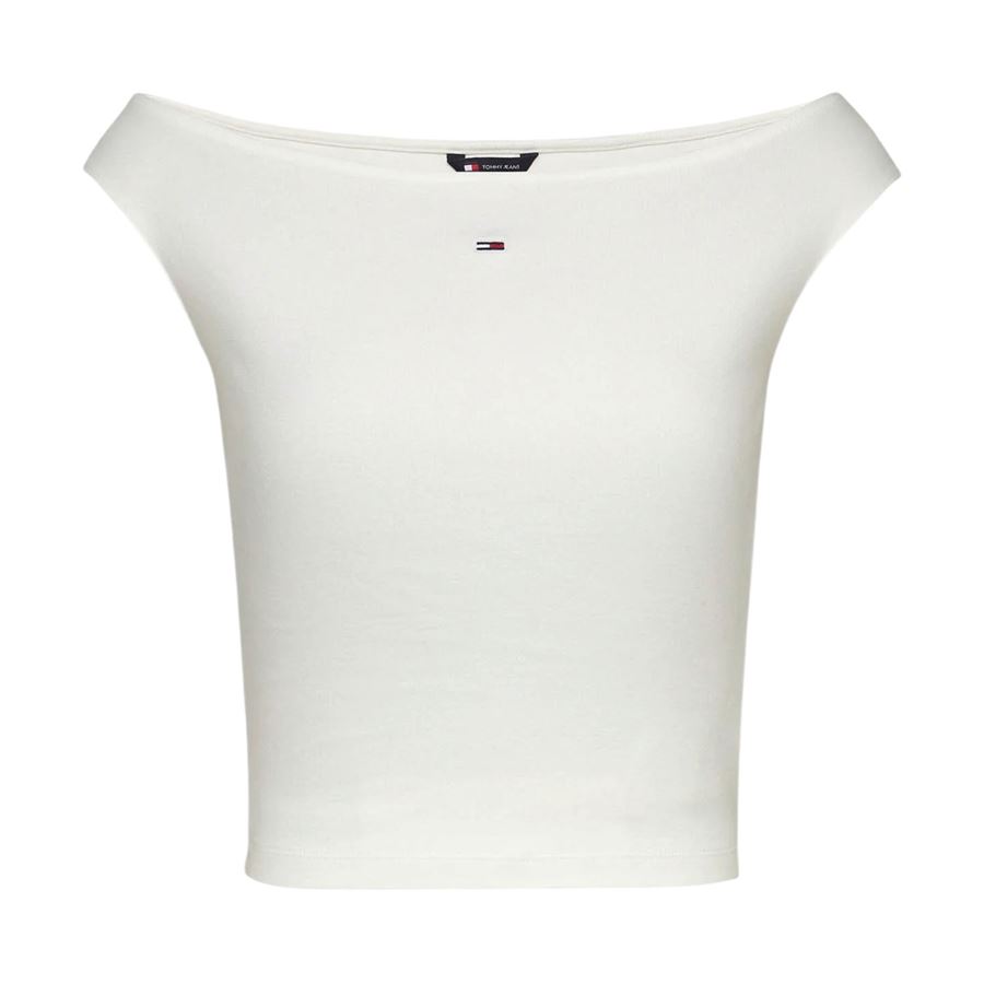 T-shirt slim fit con scollatura a barca da donna Tommy Jeans | DW0DW20234YBL